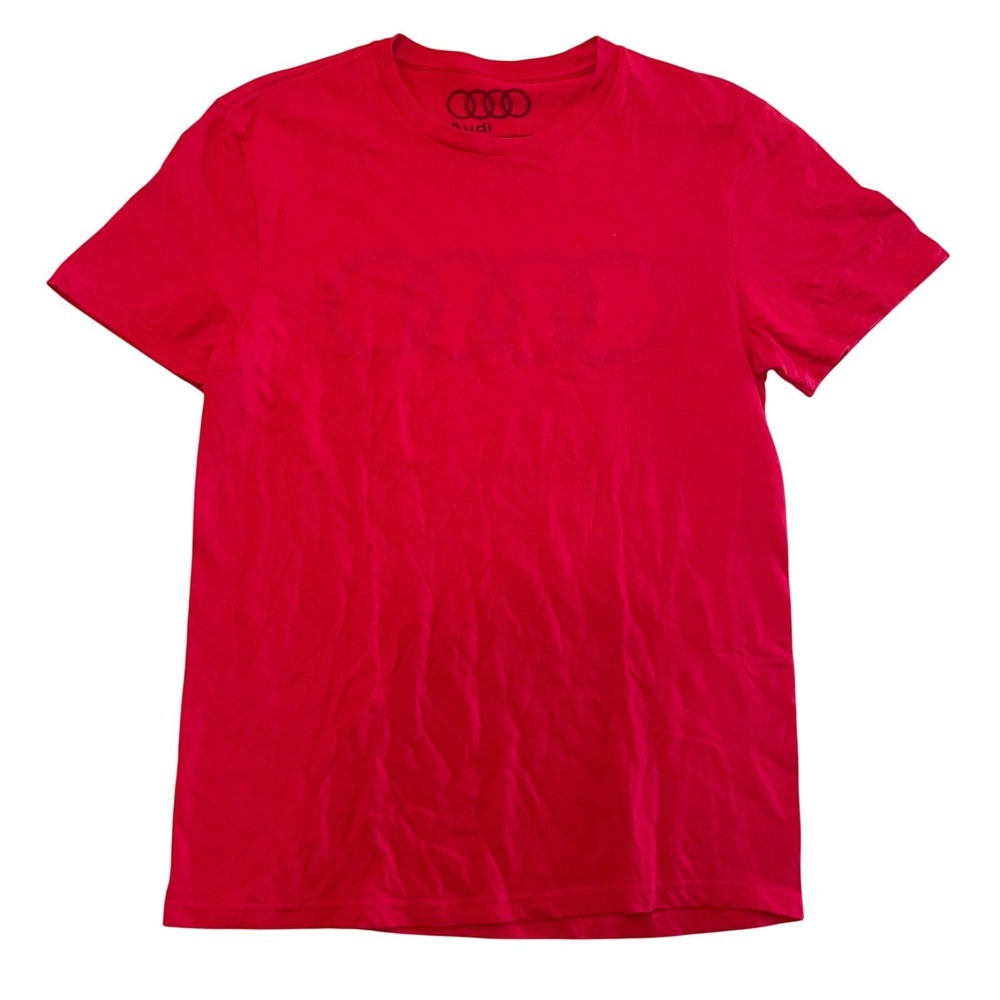 Audi Graphic Crew Neck with subtle Logo, Red T-Shirt Small, Short Sleeve, Cotton